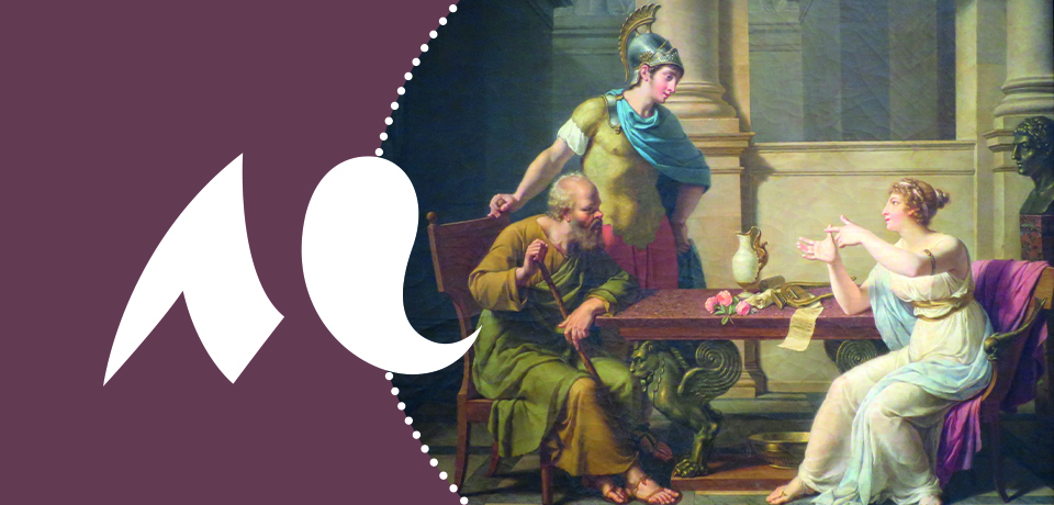 tableau " Le débat de Socrate et de l’Aspasie " réalisé par N-A. Monsiau