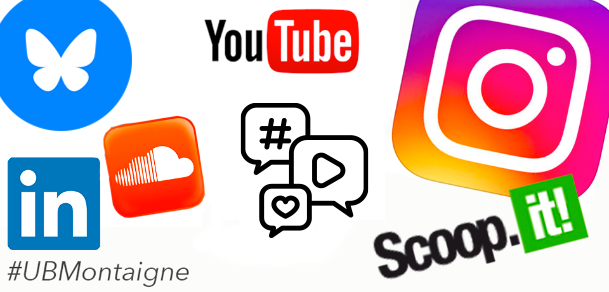 Montage composé de plusieurs logos de réseaux sociaux