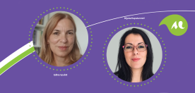 Portraits d'Edina Spahi et Dijana Kapetanovi sur fond uni violet.
